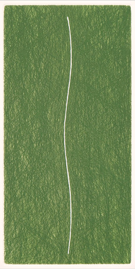 "Slip/1", 1998. Etching, edition of 20. Image: 10" x 5", paper: 14" x 9".