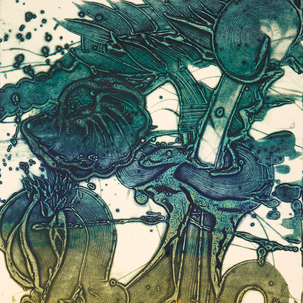 Detail of a collagraph by Catherine Howe