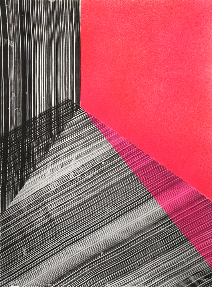 Kate Petley: "Replay 2", 2020. Intaglio and acrylic. 29 3/4" x 22 1/4".