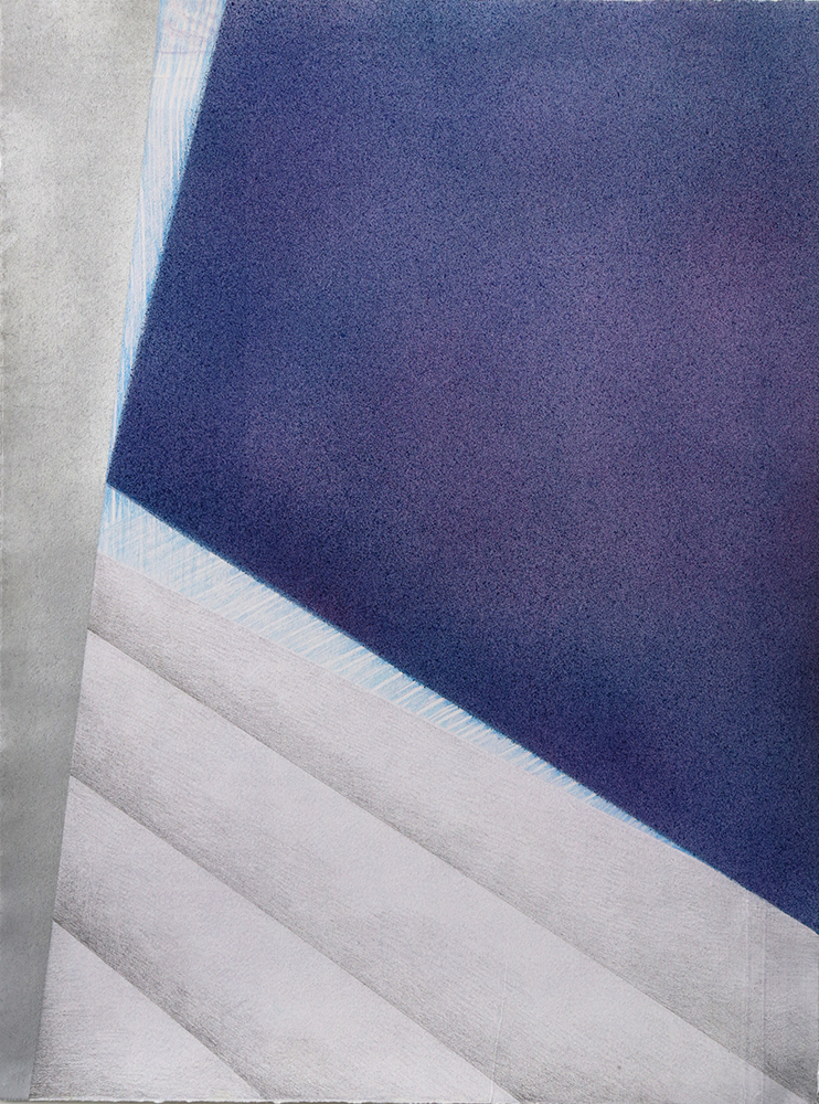 Kate Petley: "Replay 3", 2020. Intaglio, acrylic, graphite and colored pencil. 29 3/4" x 22 1/4".