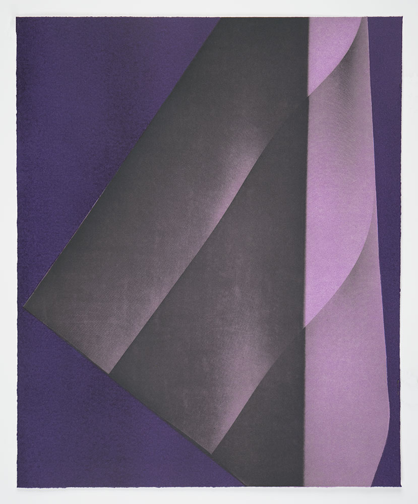 Kate Petley: "Marker #1", 2022. Unique photogravure and relief monoprint on Hahnemuühle Copperplate paper. 24.75" x 20.25". Published by Manneken Press.