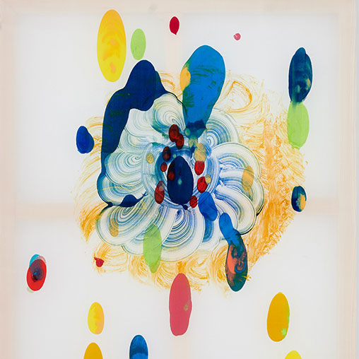 Catherine Howe: "Tantric Flower", 2020. Monotype on Habotai silk.
