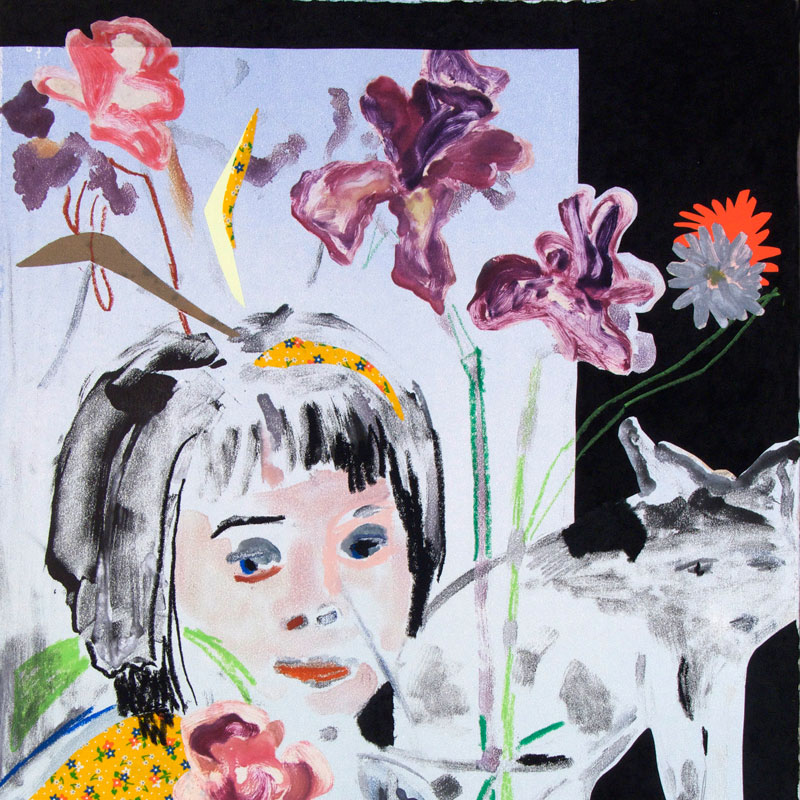 Mel Cook: "Still Life With Irises", 2013. Monotype, collage.