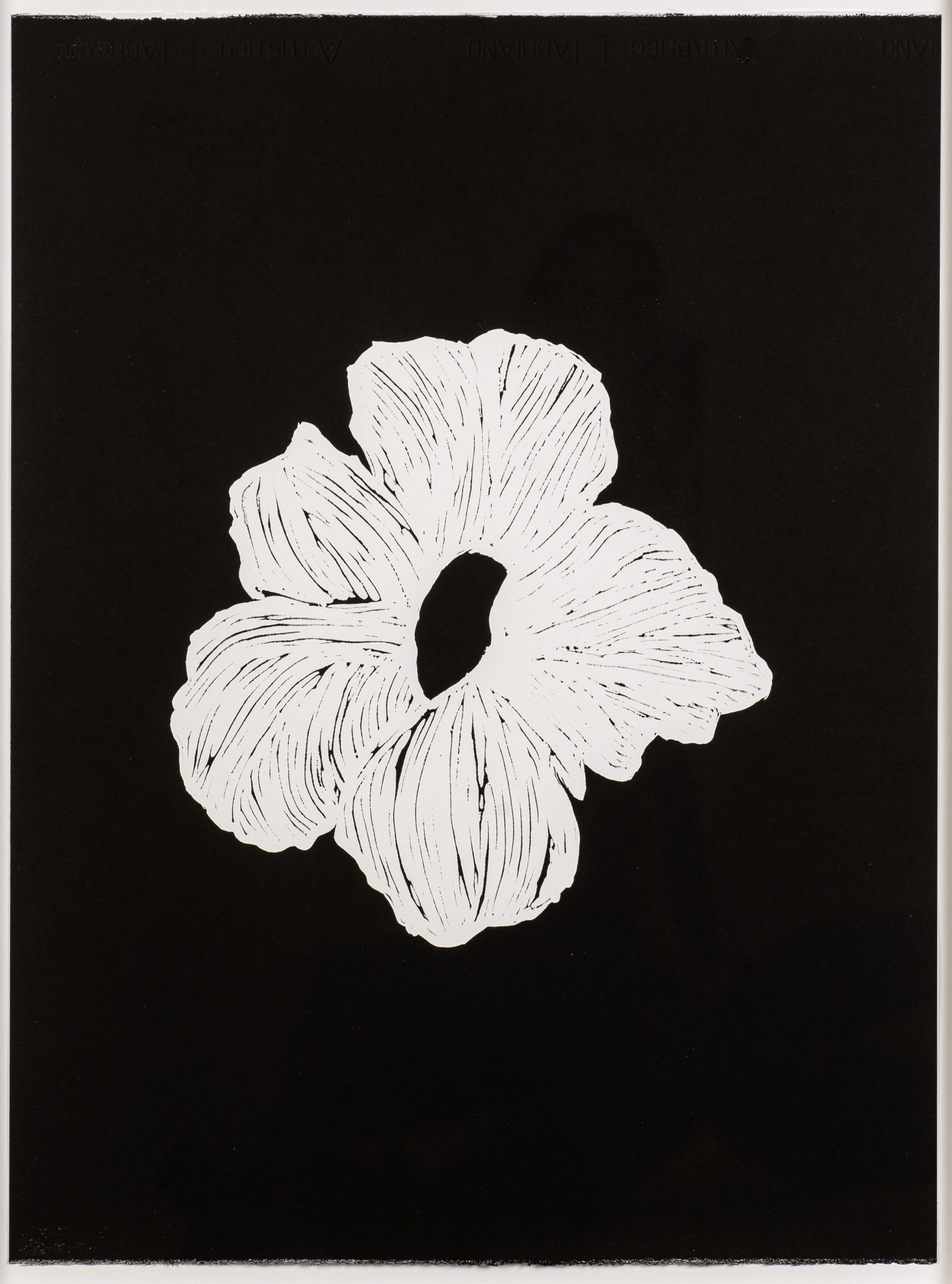 Claire Lieberman: "Space Hibiscus", 2022. Linocut, 30" x 22". Edition of 20.