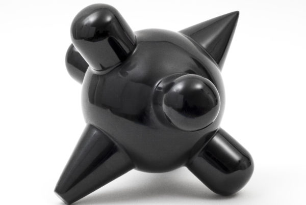Claire Lieberman: "Cutie", 2018. Hand-carved and polished black marble, 8.75" x 8.75" x 11".
