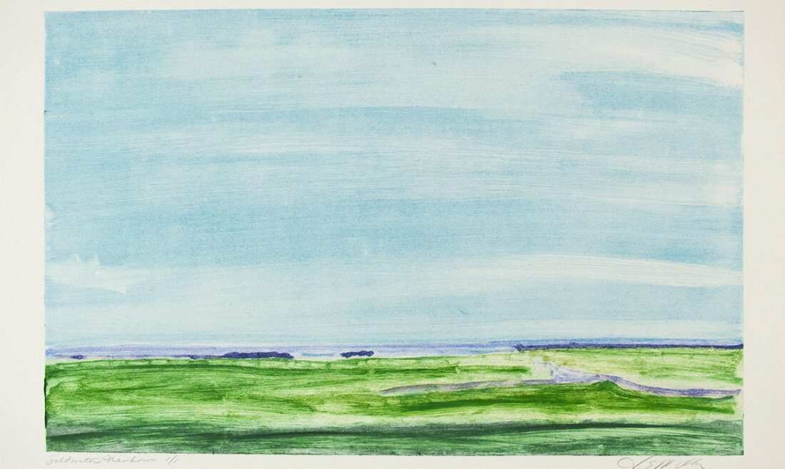 "Saltwater Meadow", 2001. Monotype. Image: 16" x 25", paper: 22" x 30".