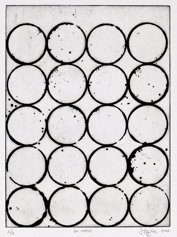 "20 Circles", 2002. Etching, edition of 10. Image: 11 ½" x 8 ½", paper: 17" x 14".