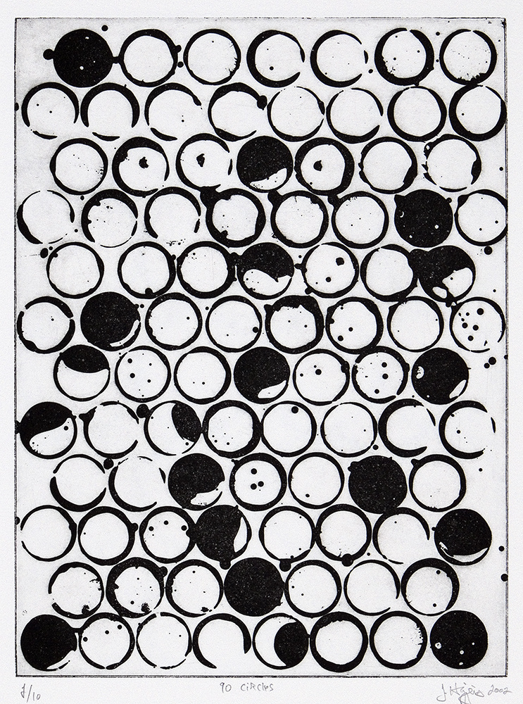 "90 Circles", 2002. Etching, edition of 10. Image: 11 ½" x 8 ½", paper: 17" x 14".