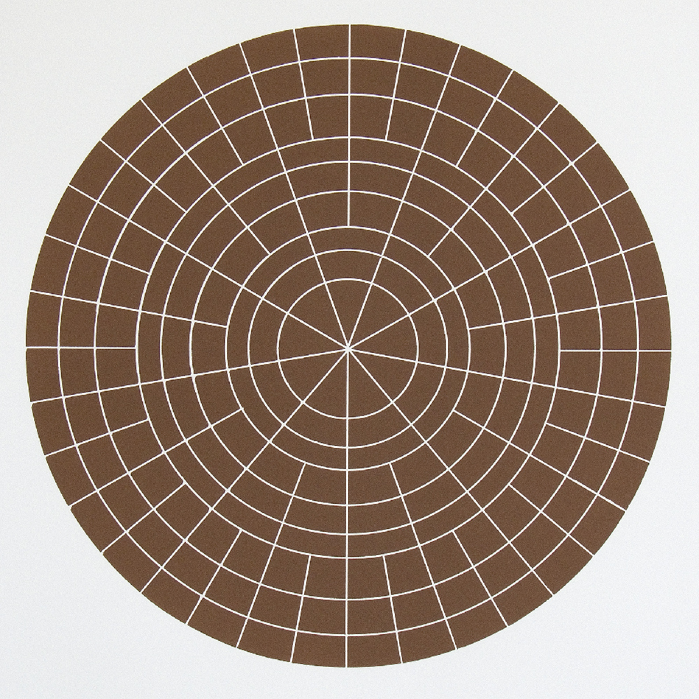 Rupert Deese: "Array 500/Tan", 2006. Woodcut on Arches Cover paper. 500 mm diameter/24 ½" x 24 ½", edition of 20.