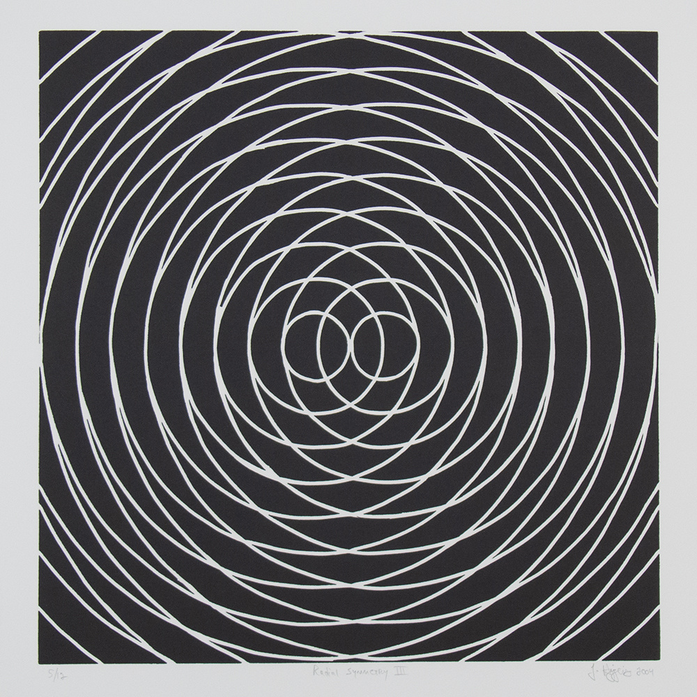 "Radial Symmetry lll", 2004. Linoleum cut, edition of 12. Image: 18" x 18", paper: 22 ½" x 22 ½".