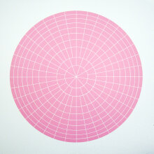 Rupert Deese: "Array 700/Pink", 2006. Woodcut on Arches Cover paper.  700 mm diameter/33" x 33", Edition of 20.