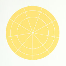 Rupert Deese: "Array 350/Yellow", 2006. Woodcut on Arches Cover paper. 350 mm diameter/19" x 19", edition of 20.