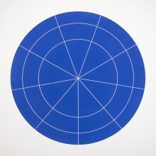 Rupert Deese: "Array 700/Blue", 2006. Woodcut on Arches Cover paper.  700 mm diameter/33" x 33", Edition of 20.