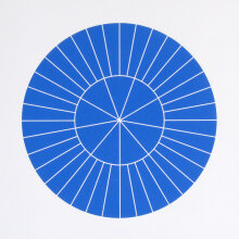 Rupert Deese: "Array 350/Blue", 2006. Woodcut on Arches Cover paper. 350 mm diameter/19" x 19", edition of 20.