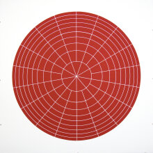 Rupert Deese: "Array 700/Red", 2006. Woodcut on Arches Cover paper.  700 mm diameter/33" x 33", Edition of 20.