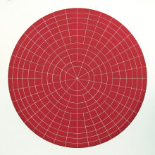Rupert Deese: "Array 1000/Red", 2011. Woodcut on Fabriano Artistico paper. 1000 mm diameter/45" x 45", edition of 15.