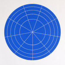 Rupert Deese: "Array 500/Blue", 2006. Woodcut on Arches Cover paper. 500 mm diameter/24 ½" x 24 ½", edition of 20.