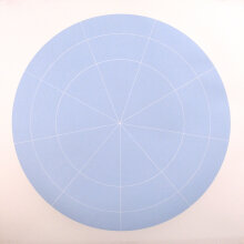 Rupert Deese: "Array 1000/Pale Blue", 2011. Woodcut on Fabriano Artistico paper. 1000 mm diameter/45" x 45", edition of 15.