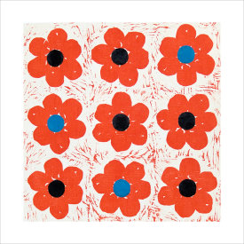 "Poppies Tic Tac Toe", 2003. Woodcut, chine colle', edition of 20. Image: 12" x 12", paper: 18 ½" x 18 ½".