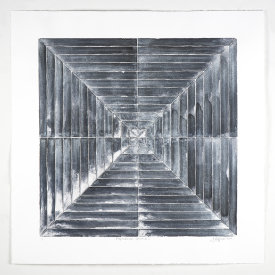 "Perpendicular System #5", 2020. Monotype, 30" x 30"