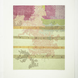Sarah Smelser: "Defying The Laws V", 2022. Monotype with chine collé. Image: 20" x 16", paper: 26" x 22".