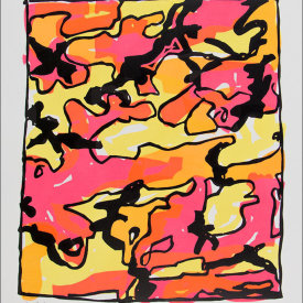 "Camouflage Jell-O 2", 2005. Linoleum cut, edition of 20. 22" x 20".