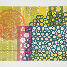 "Crop Circles", 2023. Monotype, chine colle. Image: 16" x 20", sheet: 22.5" x 26.5".