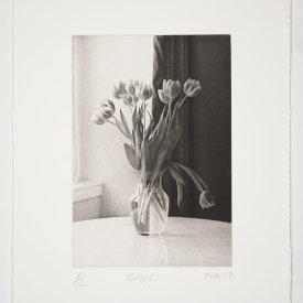 "Tulips", 2019. Photogravure, edition of 12. Image size: 12" x 8", sheet size: 18"x 14"