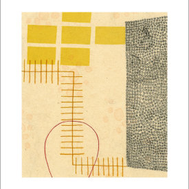 "Equation", 2012. Monotype, chine colle'. Image: 8" x 7", paper: 15" x 13".