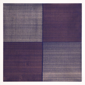 "Wine Dark Sea II", 2018. Silver and copper on dark blue ground on paper. 12" x 12"
