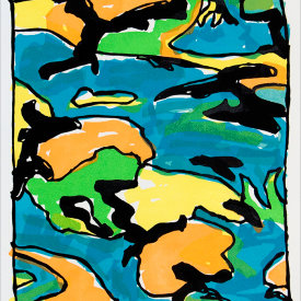 "Ocean Jell-O", 2005. Linoleum cut, edition of 20. 22" x 20".