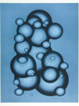 "Orb Cluster 2 (blue/blue)", 2003.  Photogravure and relief. Image: 28" x 22 ¼", paper: 35" x 29 ¼". Edition of 6.