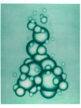 "Orb Cluster 1 (silver/green)", 2003.  Photogravure and relief. Image: 28" x 22 ¼", paper: 35" x 29 ¼". Edition of 6.