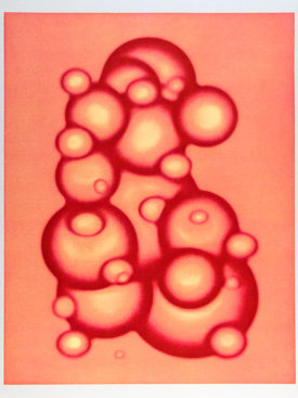"Orb Cluster 2 (yellow/red)", 2003.  Photogravure and relief. Image: 28" x 22 ¼", paper: 35" x 29 ¼". Edition of 6.