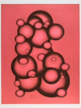 "Orb Cluster 2 (red/brown)", 2003.  Photogravure and relief. Image: 28" x 22 ¼", paper: 35" x 29 ¼". Edition of 6.