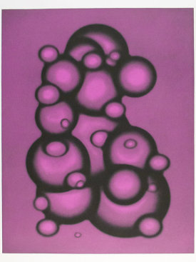 "Orb Cluster 2 (purple/black)", 2003.  Photogravure and relief. Image: 28" x 22 ¼", paper: 35" x 29 ¼". Edition of 6.