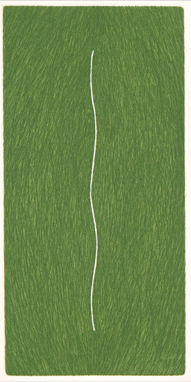 "Slip/3", 1998. Etching, edition of 20. Image: 10" x 5", paper: 14" x 9".