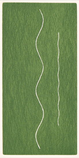 "Slip/2", 1998. Etching, edition of 20. Image: 10" x 5", paper: 14" x 9".