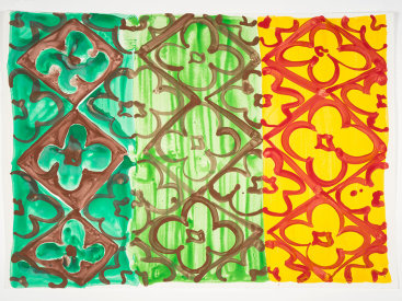 "Emerald, Green + Marigold", 2020. Monotype, 22 ¼” x 31”.