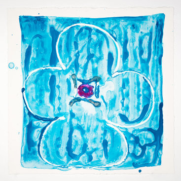 "Inner Vision: Blue + Silver + Magenta", 2020. Monotype, 16" x 16"