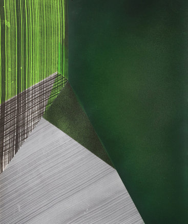Kate Petley: "Replay 5", 2020. Intaglio and acrylic. 29 3/4" x 22 1/4".
