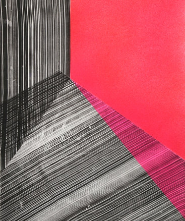 Kate Petley: "Replay 2", 2020. Intaglio and acrylic. 29 3/4" x 22 1/4".