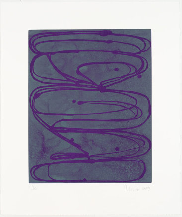 Jill Moser: "Violets", 2019. Aquatint, edition of 20. Image: 17" x 14", sheet: 23 1/2" x 20".