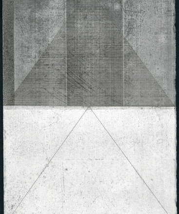 "Untitled XI", 2015. Silverpoint and graphite with sanding on prepared paper. 12” x 8 3⁄4”.
