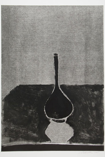 "Tall Gray Vase", 2005. Monotype. Image: 24" x 17", paper: 30" x 22".