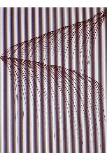 "Waterfall l", 2008. 2-color etching printed in cool gray and warm black. Image size: 31.5" x 23", paper size: 37.5" x 29". Edition of 20.