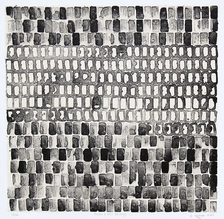"Hollow & Solid Rectangles", 2006. Lithograph with chine colle', edition of 12. Image: 16" x 16", paper: 20" x 20".