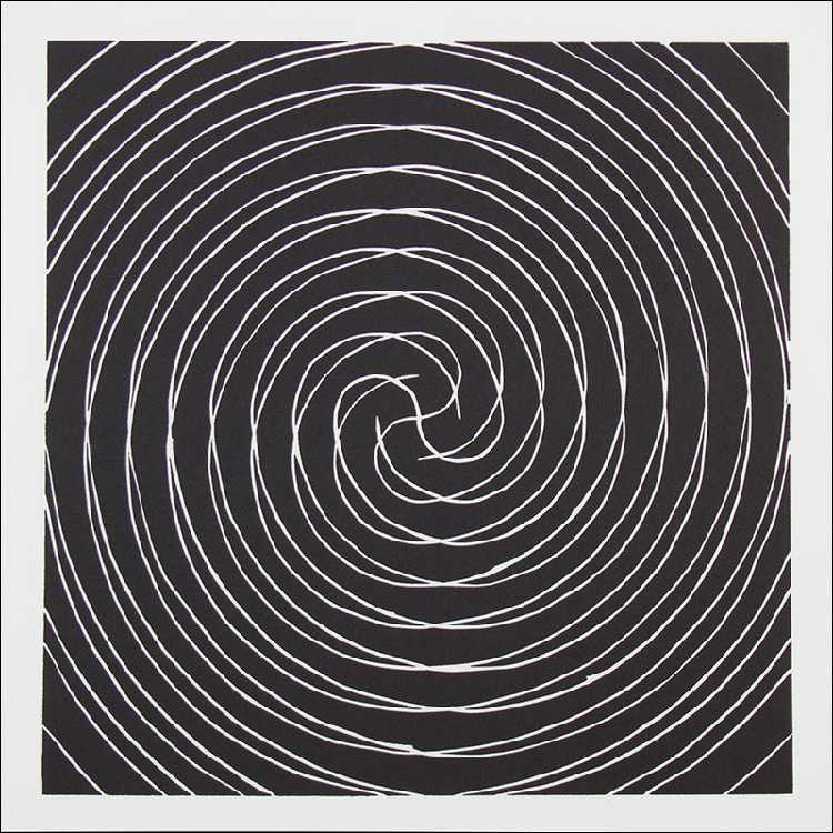 "Radial Symmetry l", 2004. Linoleum cut, edition of 12. Image: 18" x 18", paper: 22 ½" x 22 ½".