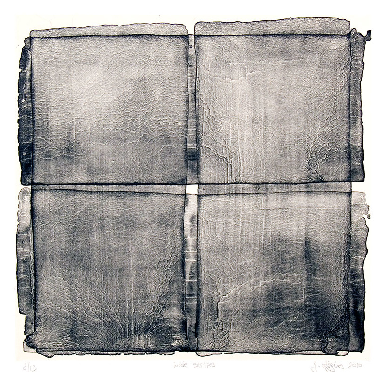 "Wide Stripes", 2010. Lithograph with chine colle', edition of 13. Image: 16" x 16", paper: 20" x 20".