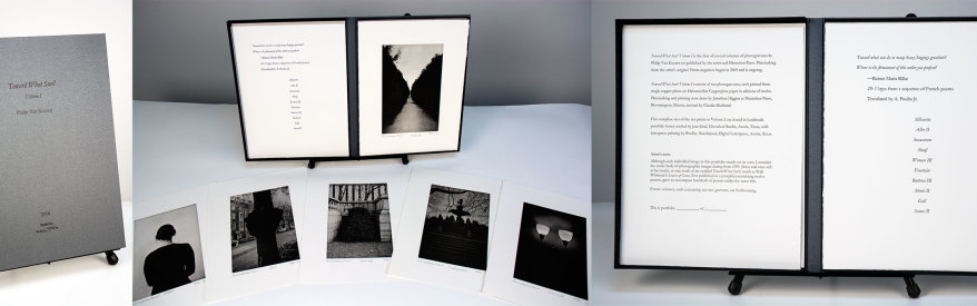 Philip Van Keuren: "Toward What Sun?" Volume I, 2016. Portfolio of ten photogravures by Philip Van Keuren with letterpress-printed title page and colophon. Housed in a custom, clamshell portfolio case with debossed title.